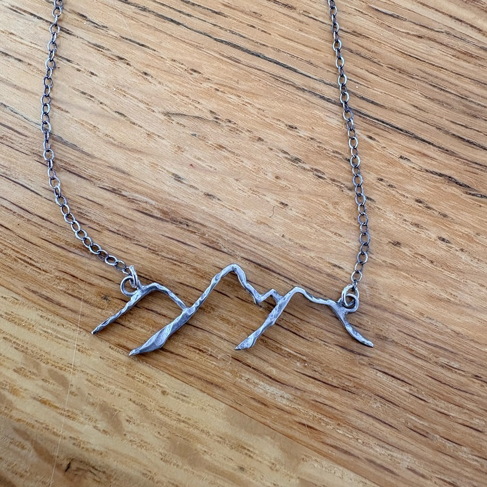 Sterling Silver Jackson Hole / Grand Tetons Mountain Necklace